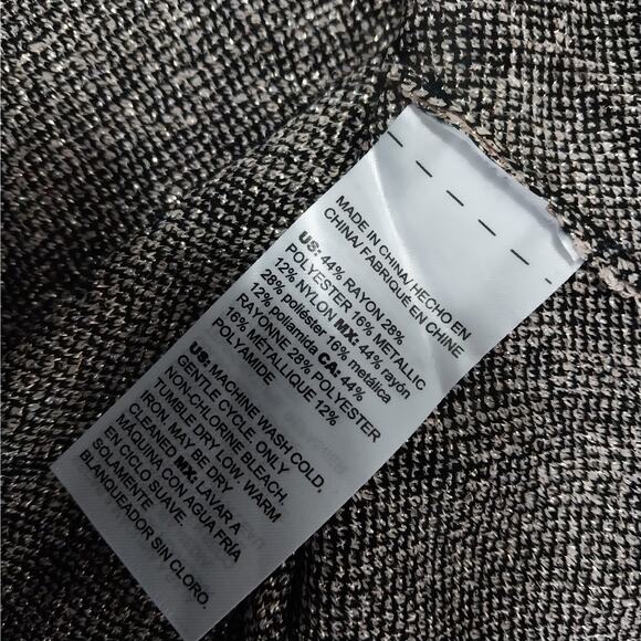 NWOT! CHICO'S! RICH BLACK & GOLD METALLIC SNAKESKIN KNIT NECKTIE SWEATER! SZ L - Picture 10 of 11